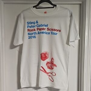 Sting and Peter Gabriel Rock Paper Scissors 2016 Tour White T-Shirt